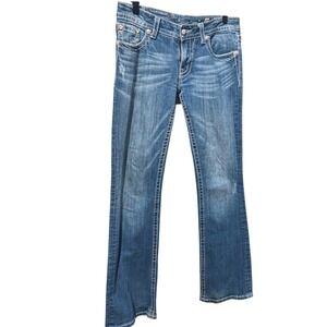 Miss Me Bootcut Jeans Cross Embroidered Sequin 29 Blue  JE5445B2L Festival Boho